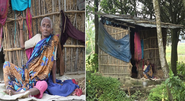ঠাকুরগাঁওয়ের পীরগঞ্জে পুকুরপাড়ে বৃদ্ধার মানবেতর জীবন