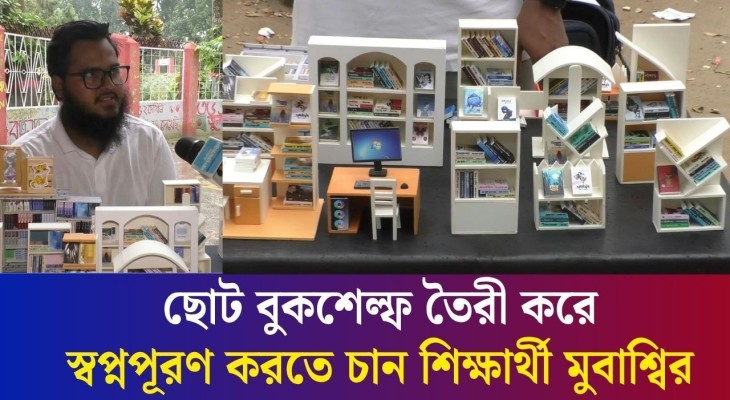 ছোট্ট বুকসেল্ফে বড় স্বপ্ন, মিনিয়েচার তৈরি করলেন বগুড়ার এক শিক্ষার্থী