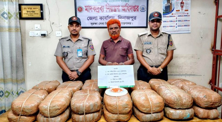 দিনাজপুরে ৫৬ কেজি গাঁজা ও ১৪২ পিস ইয়াবা উদ্ধার