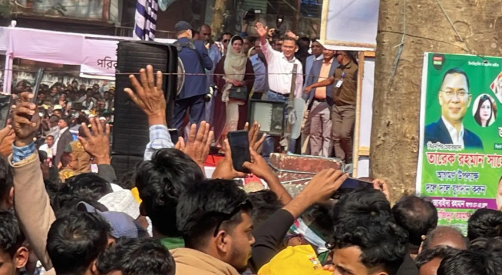 সিলেটে জনসভায় যোগ দিলেন তারেক রহমান