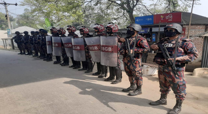 সংসদ নির্বাচন ও গণভোট উপলক্ষে নাটোরে নির্বাচনি দায়িত্বে ৫৩ বিজিবি