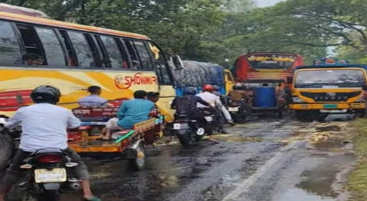 সিরাজগঞ্জের উল্লাপাড়ায় ঝড়ে মহাসড়কে গাছ পড়ে যান চলাচল বন্ধ, দুর্ভোগে যাত্রীরা